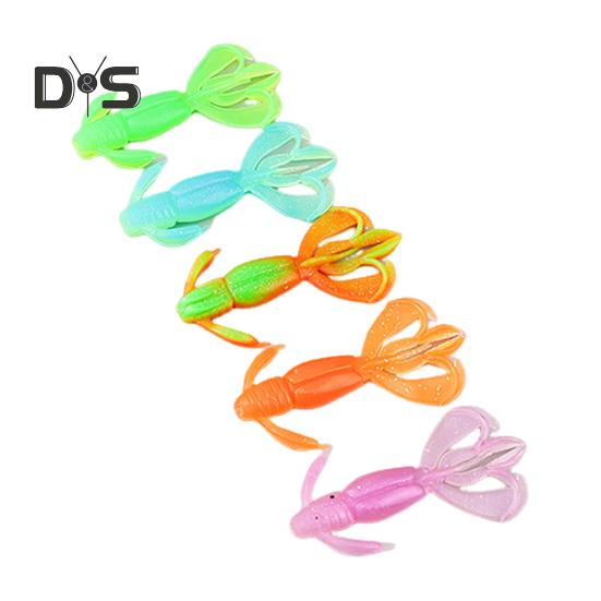 5 Stück 5,5 cm/2 g weicher Schmetterlingsgarnelenköder mit lockigem Schwanz, bunter Kunstköder, Salzwasser-Süßwasser-Barsch, Zander, Forelle, Angelzubehör