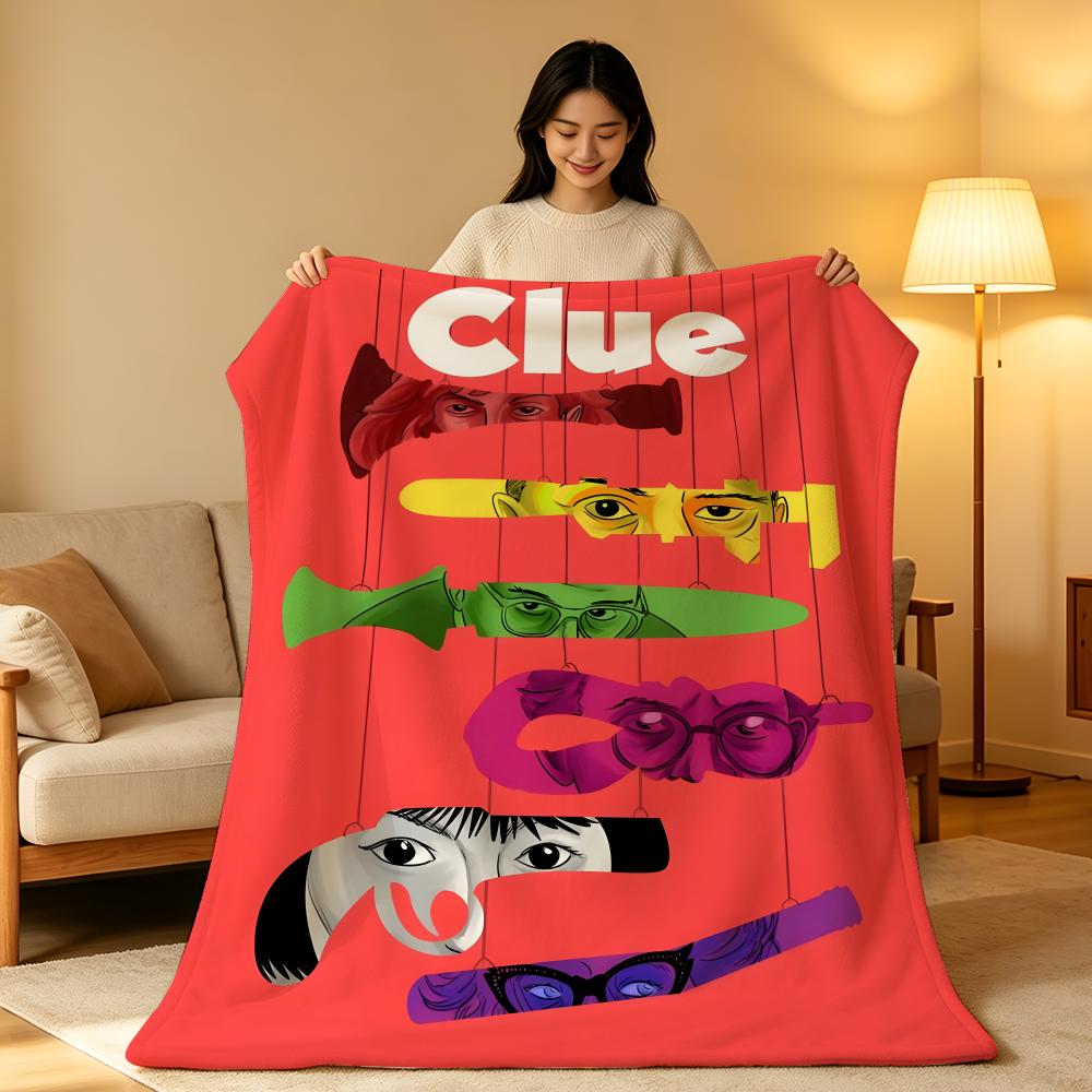 Game C-Cluedo C-Clue Throw High-Density Short Plush Blanket Soft Skin-Friendly for Sofa Nap Air-Conditioned Room