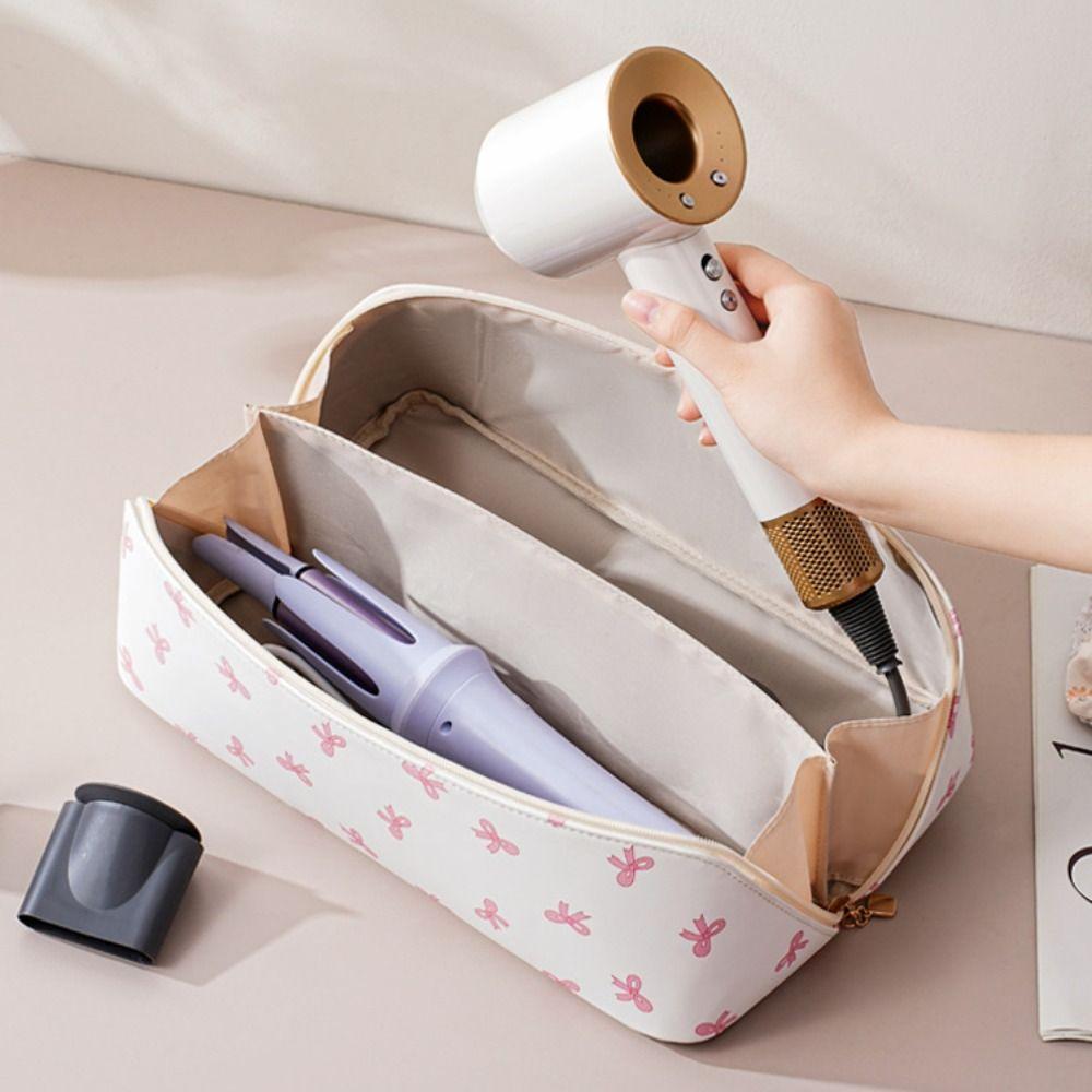 Large Capacity Hair Dryer Storage Bag PU Leather Carrying Case New Curler Storage Bag  Travel Use