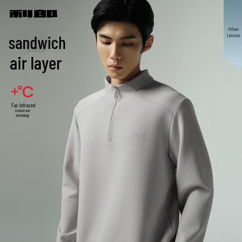 

LILANZ Men s Far-Infrared Heating Loose-Fit Half-Zip Sweatshirt L 170/88A