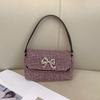 Full Rhinestone Bow Large Capacity Portable Personalized Banquet Diamond Flip Small Square Bag Underarm Crossbody