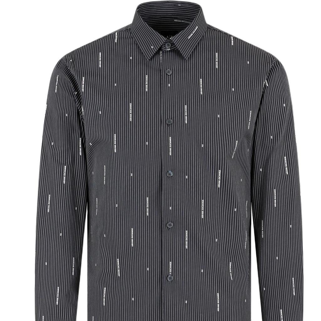 Armani Exchange FW24 Slim Fit Logo Letter Print Long Sleeve Shirt Men shirts Gray 6DZC06-ZN5DZ-55JX
