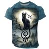 Men's Retro Halloween T-shirt 3D Black Cat Pattern Printed Summer Loose Short Sleeved Cool Casual Daily Outdoor Top