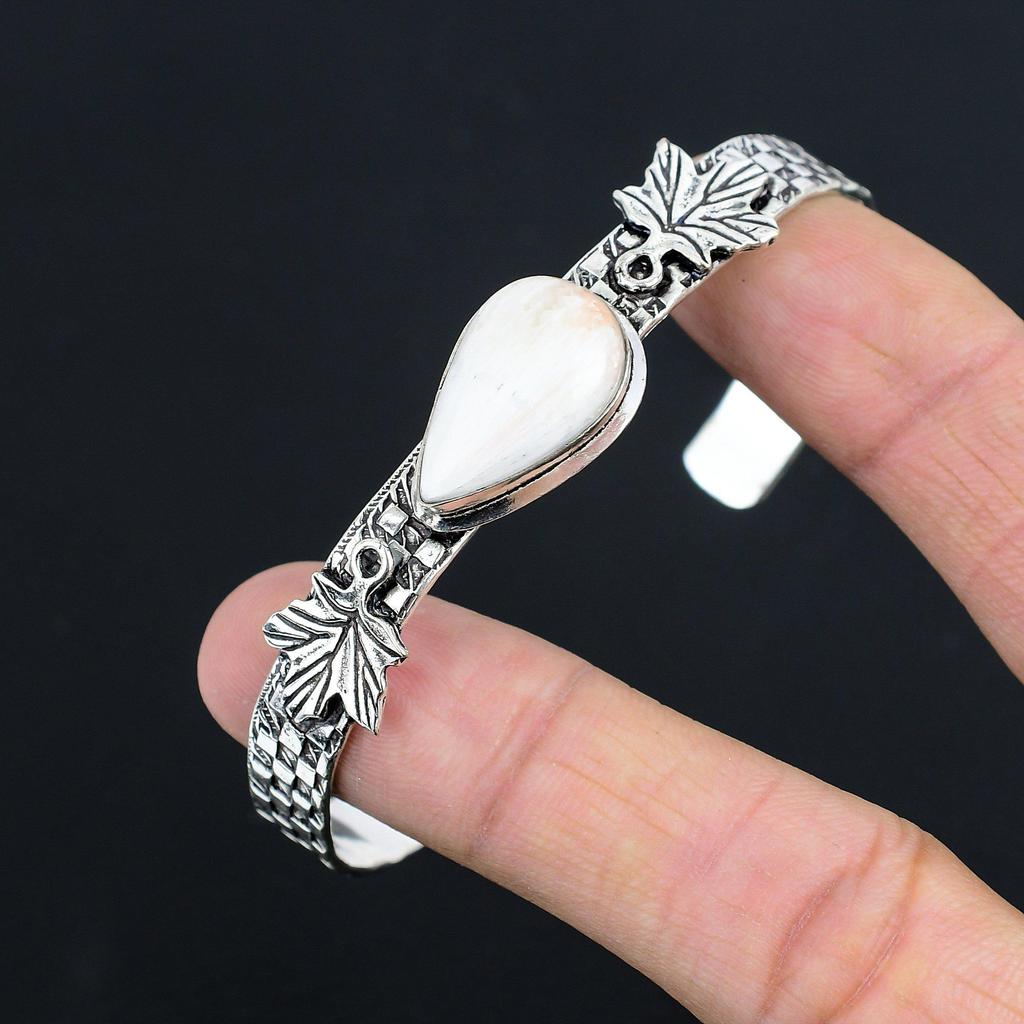 Mothers day Sale Scolecite Stone Sterling Silver Unique Trendy Daughter Bangle