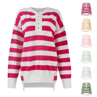 Womens Checkered Striped Sweater Winter Fall  Sweater Long Sleeve Oversized Sweaters Pullover Outerwear