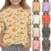 Kinder Tierdruck Rundhals 3/4 Ärmel Lässiges T-Shirt Weicher Stoff Bequeme Passform Leichtes Design Geeignet für den Alltag