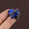Natürlicher Lapislazuli-Edelstein, handgefertigt, Kupferdraht, Wickelring, Geschenk, Größe 4 w7F53