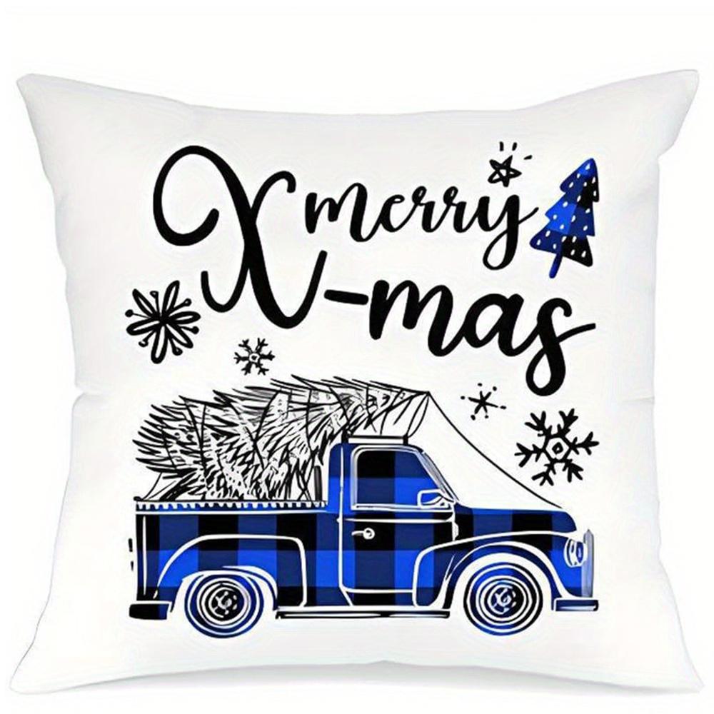 Christmas decoration pillowcase Merry Christmas car tree plaid pattern pillow cover Sofa cushion suite room home decoration