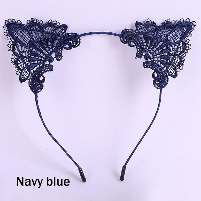 Lace Cat Ears Headband Kitten Cosplay  Accessories Pet Play