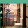 Rideau de douche de salle de bain Palmier Coucher de soleil tropical Tissu imperméable Pour usage domestique