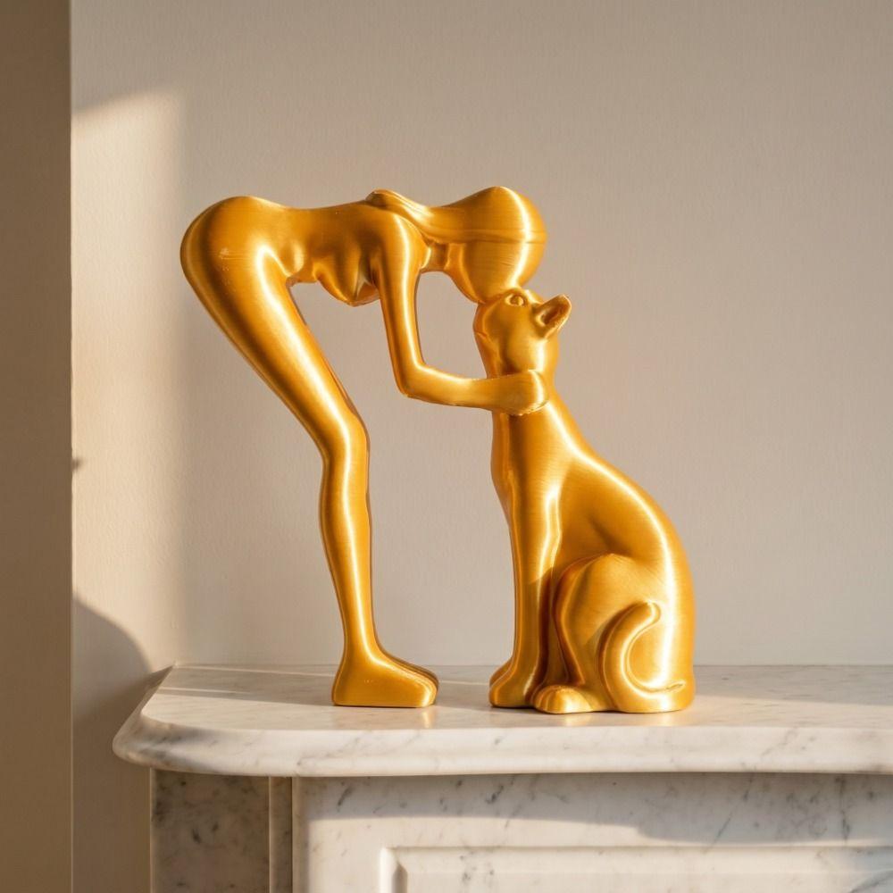 Nordic-Style Cute Cat Figurine Decoration Desktop Ornaments Kissing Cat Statues Home Office
