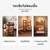 2-Tier Walnut Mobile Side Table Cart, Rattan Storage Rack, Living Room Sofa End