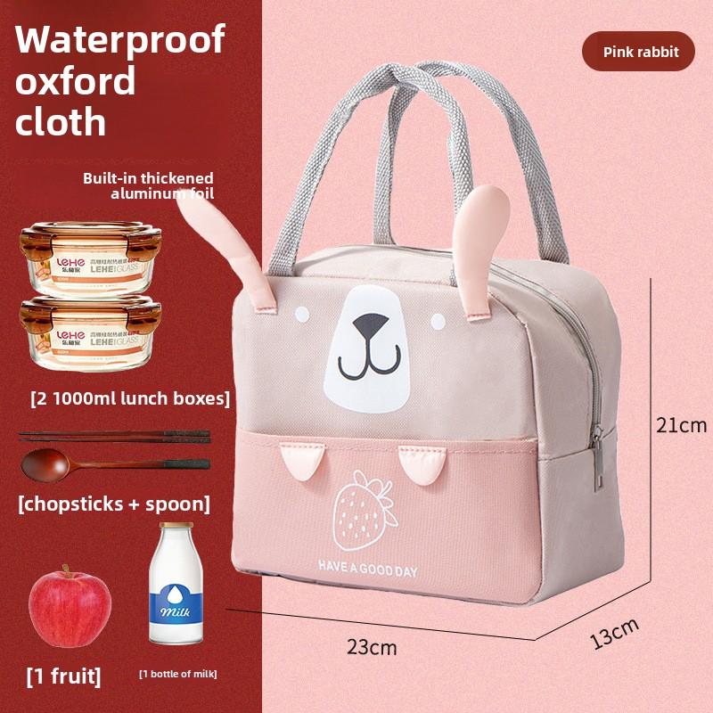 Cute Cartoon Lunch Bag Handheld Lunch Box Bag for Office Workers and Students Aluminum Foil Insulated Lunch Bag