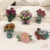 6Pcs/Set Beautiful Flowers. Bouquets Series 01 Brooches - Doodle Enamel Backpack Button Pins Badges