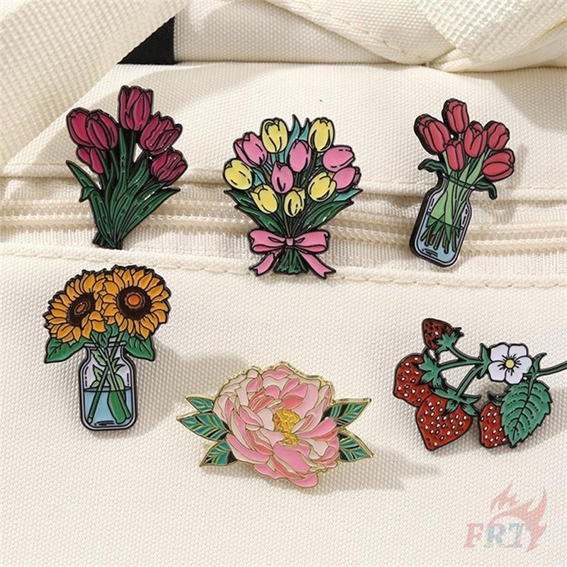 6Pcs/Set Beautiful Flowers. Bouquets Series 01 Brooches - Doodle Enamel Backpack Button Pins Badges