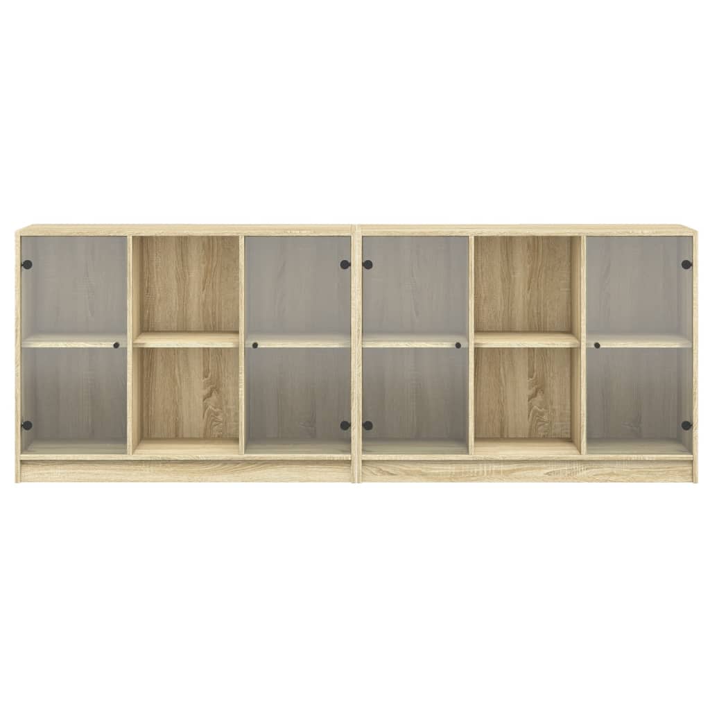 Bookshelf with Doors Sonoma Oak Finish 204 X 37 X 75 Cm Engineered Wood
