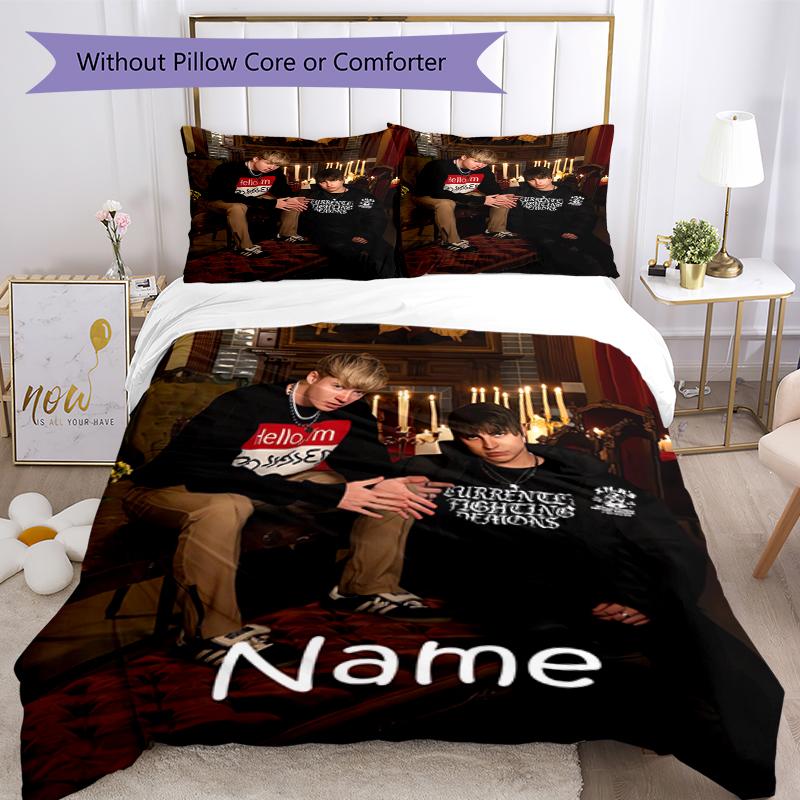 3pcs Custom Name Sam and Colby Bedding Set Duvet Cover Closure Includes 1 Duvet Cover & 2 Pillowcases, Soft and Comfortable for All Seasons.