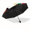 1pc Ladybug, Floral Pattern Automatic Folding Umbrella - 8-Rib Iron Frame, Windproof, Portable Sunshade with Plastic Handle for Travel & Out