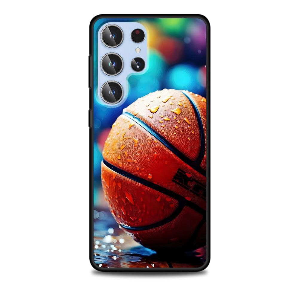 Basketball Korb Sport Hülle für Samsung Galaxy S23 S21 S20 FE S24 S22 Ultra S10 S10e S9 Plus Weiche Schwarze TPU Handyhülle Bumper