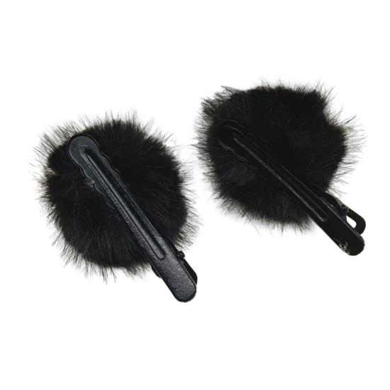 2/5Pcs Hair Clips Black Big Eyes Plush Ball Decor Hair Pins Funny Girl Hair Accessory Hair Decoration