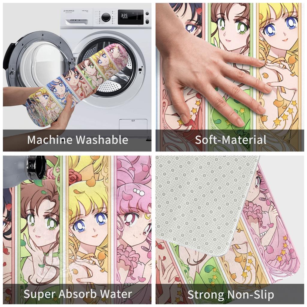 Sailors Moons Doormat Anti-Slip Entrance Bath Kitchen Floor Door Mat Cartoon Anime Girl Living Room Rug Carpet Footpad