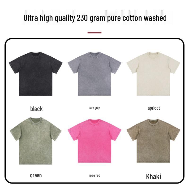 

Men s Vintage Washed 230g Distressed Cotton T-Shirt, Loose Fit, Drop Shoulder, Short Sleeve XX-Large темно-серого