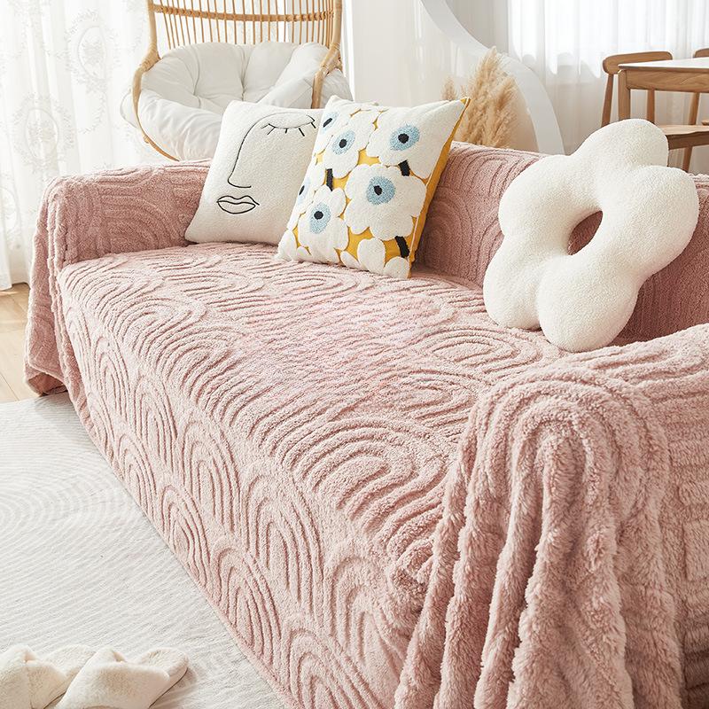 Cream Style Plush Sofa Towel Thickened Sofa Cover Towel Winter Full Covered Sofa Cover Cover Cloth Blanket
