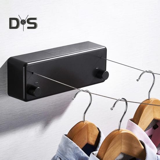 4.2M Wall Mount Retractable Clothesline Adjustable Retracting Invisible Heavy Duty Stainless Steel Wire Indoor Outdoor Balcony Laundry Clothes Drying