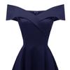 Vintage Off Shoulder Bardot Little Black Dress Women Sateen Skater Midi Prom Evening Party Cocktail Wedding Guest Classic Occasion Outfit