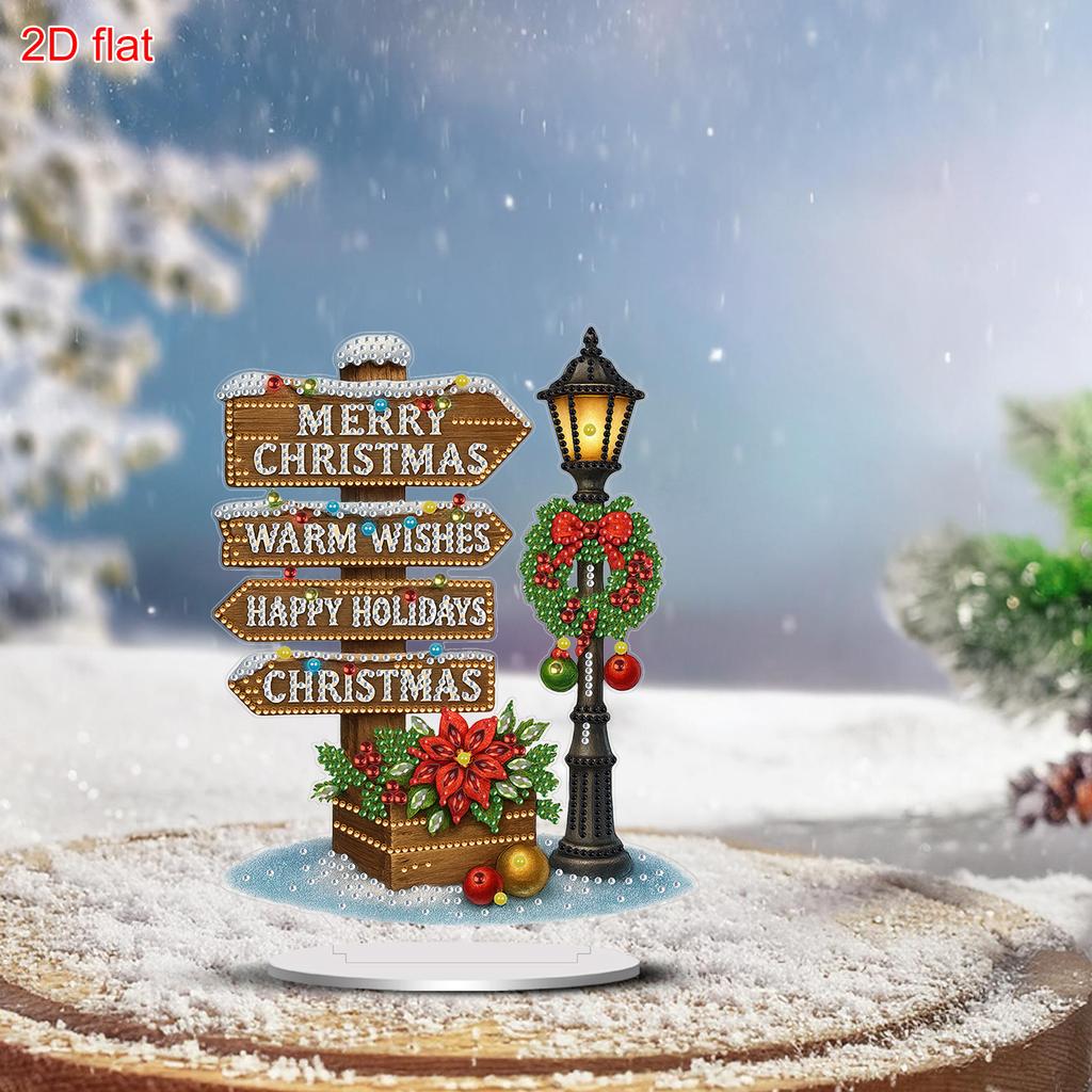 2D Flat Christmas DIY Diamond Painting Desktop Ornaments Kit Diamond Painting Desktop Decorations for Home Office Desktop Decor