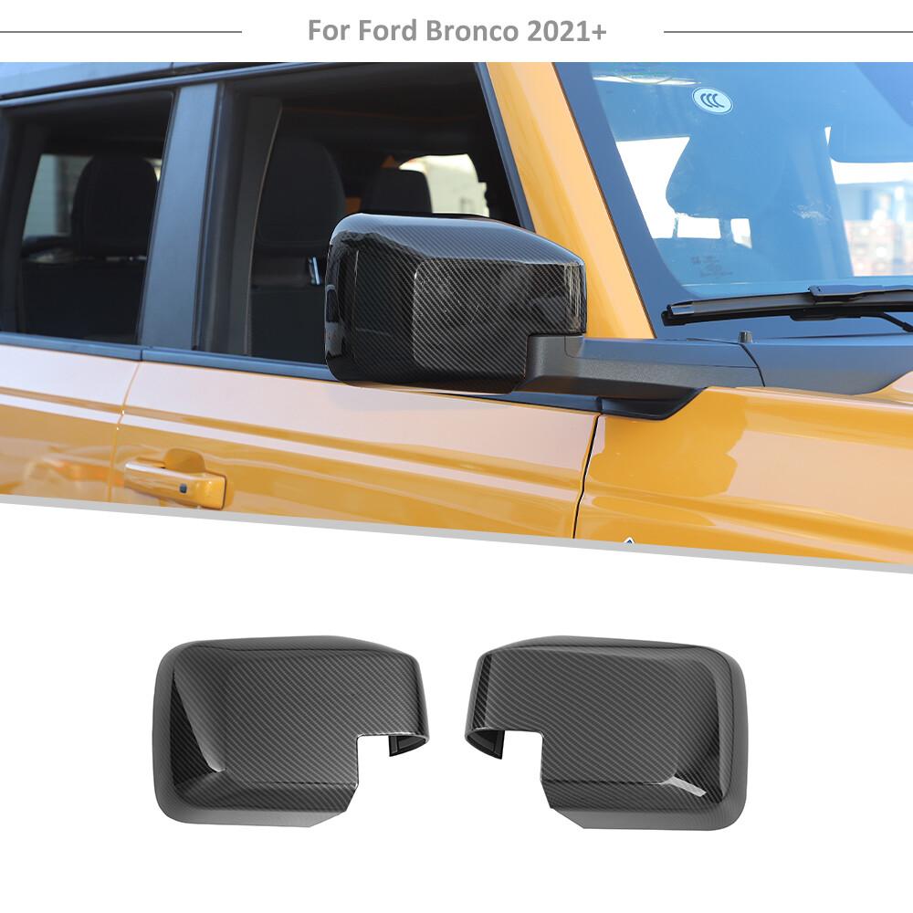 Exterior Side Rear View Mirror Cover Trim Shell For Ford Bronco 21+ Carbon Fiber