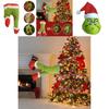 Charming Grinch Christmas Decorations Furry Green Leg And Head Tree Ornament Set
