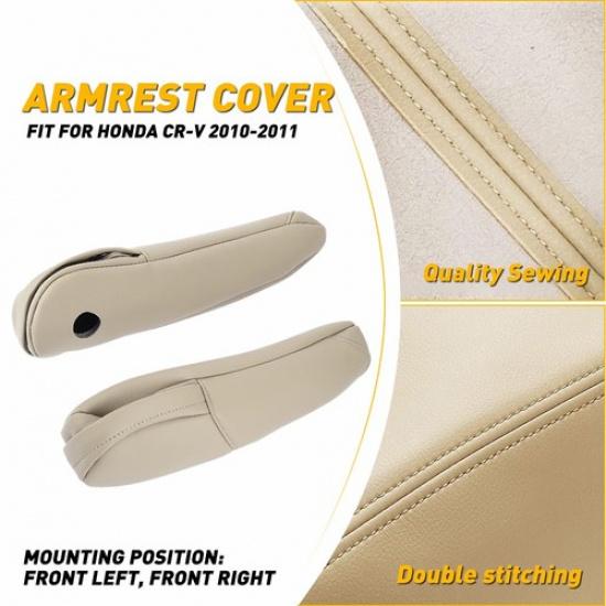 Fits Honda CR-V 2010-2011 CRV Leather Front L/R Seat Armrest Cover Beige Tan