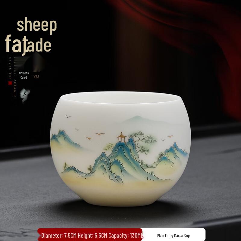 Shangqi White Porcelain Dragon Egg Teacups with Landscape Design