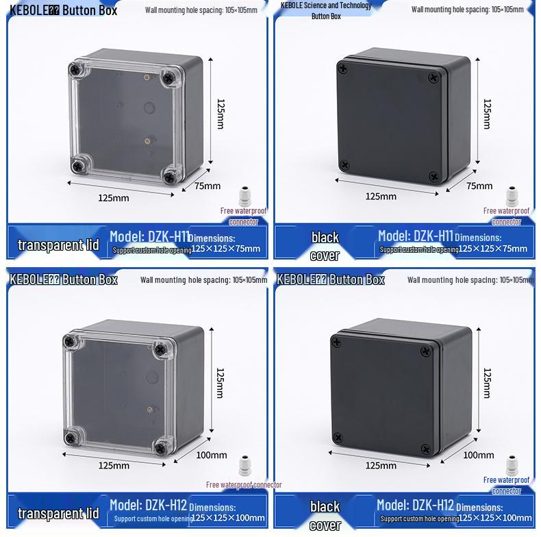 Transparent Waterproof ABS Plastic Junction Box for Indoor/Outdoor Power Supply & Monitor