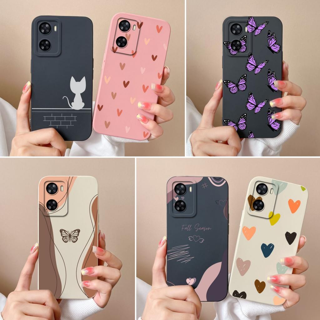 For Oppo A57 A57S A57E Phone Case For Oppo A 57 4G 5G Funda Love Heart Camera Protection Liquid Silicone Anti Drop Back Covers