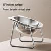 Cervical-Friendly Anti-Knock Pet Bowl: 304 Stainless Steel Slanted Rice & Water Bowl