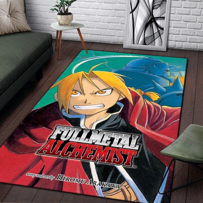 Fullmetal Alchemist Anime Painting Carpet for Living Room Large Area Rug Black Soft Carpet Home Decoration Mats Boho Rugs Picnic