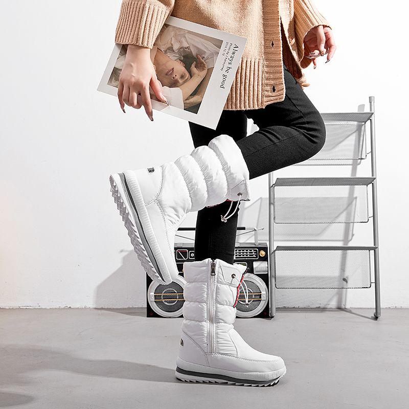 Northeast Women's Winter Waterproof Non-Slip Velvet Mid-Calf Snow Boots - Warm Thick Bottom.