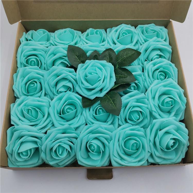 Hot Seller: 25-Piece PE Rose Flower Gift Box with 8cm Simulation Roses, Leaves, and Stems