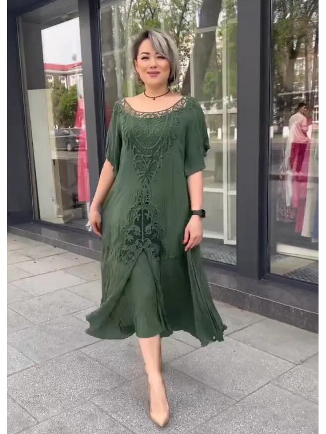 

2023 Великого Розміру Оверсайз Сукня-спідниця з Двокомпонентним Ефектом 5XL зелений