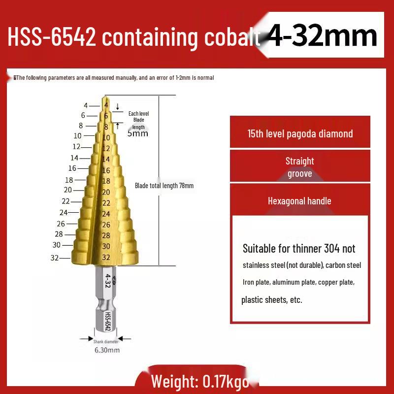 Tiangong Pagoda High-Hardness Universal Step Drill Bit Set for Stainless Steel