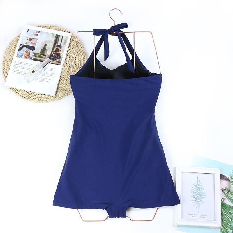 Women's Swimsuit Female Conservative Cover Belly Thin One-piece Sports Flat Corner Large Size Spa Swimsuit