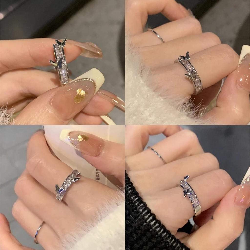 Exquisite Adjustable Butterfly Ring For Women Stylish Copper Fashion Accessory