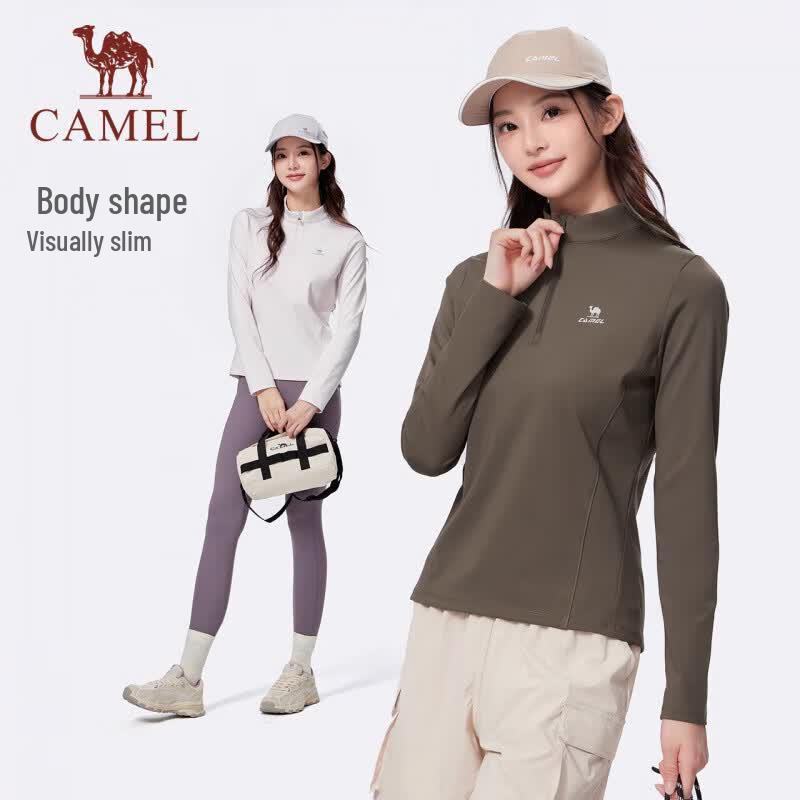 CAMEL Women s Quick-Dry Long-Sleeve Stand-Collar Sports Top XL