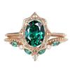 European & American Style Green Zirconia Gold-Plated Engagement Ring Set - 2-Piece Women's Jewelry Bestseller