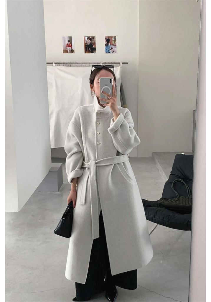 Korean Style High-End Double-Sided Cashmere Coat for Women - Mid-Length, Belted Wool Jacket (2025 Autumn/Winter)