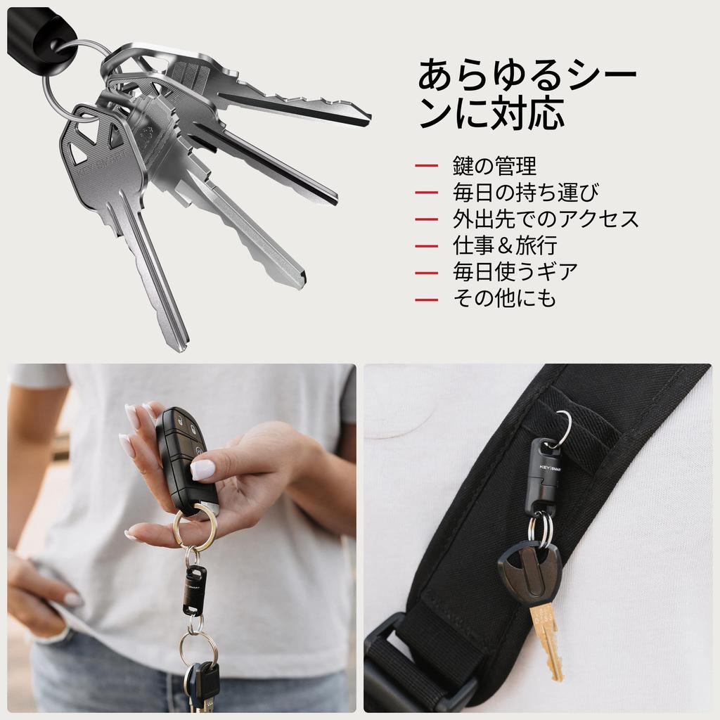 KeySmart MagConnect Pro Magnetic Keychain for Wallets and Car Keys, Detachable Key Ring, Quick Release Keychain, Black (3 Pack)