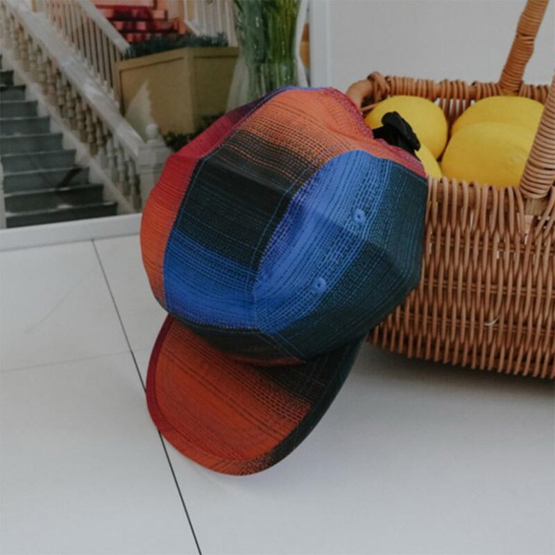 Unisex mixed color stitch camp cap hat orange