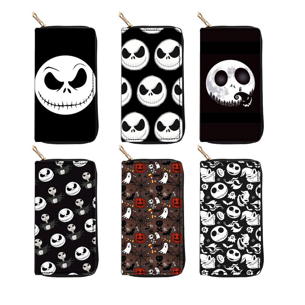 New Skull Long Zipper Wallet Christmas Fright Night Clutch Wallet